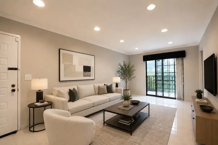 Virtually staged living room
